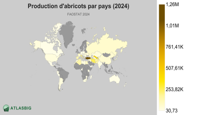 Production d'abricots par pays (2024) Thumbnail