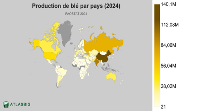 Production de blé par pays 2026