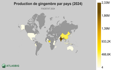 Production de gingembre par pays (2024) Thumbnail