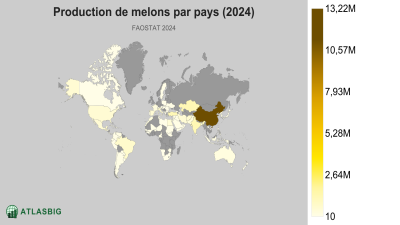 Production de melons par pays (2024) Thumbnail