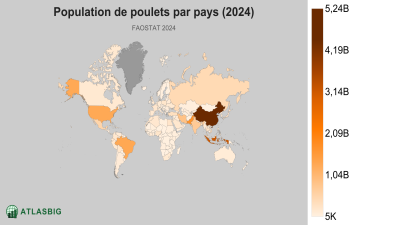 Population de poulets par pays 2026