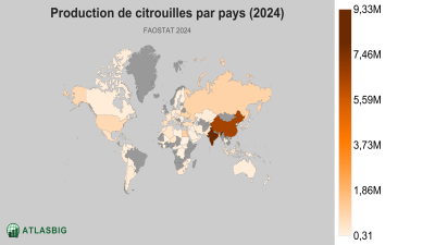 Production de citrouilles par pays (2024) Thumbnail
