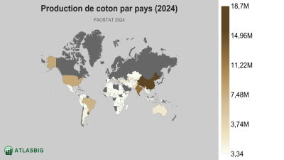 Production de coton par pays 2026 Thumbnail