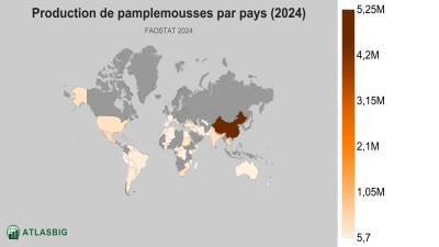 Production de pamplemousses par pays (2024) Thumbnail