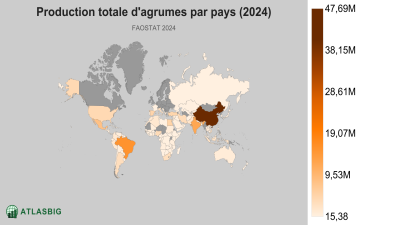 Production totale d'agrumes par pays (2024) Thumbnail
