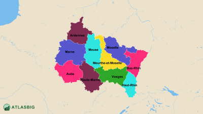 Carte des départements du Grand Est Thumbnail