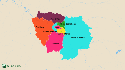 Carte des départements d'Île-de-France Thumbnail