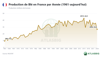 Production de Blé en France par Année (1961-aujourd'hui) Thumbnail
