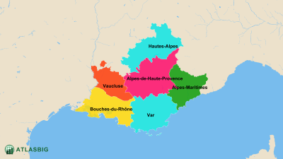Carte des départements de Provence-Alpes-Côte d'Azur Thumbnail