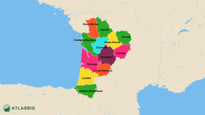 Carte des départements de la Nouvelle-Aquitaine Thumbnail